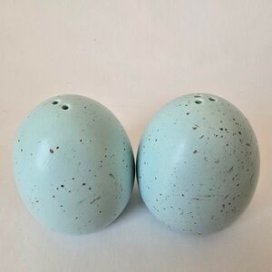 Dolomite Easter Egg Salt & Pepper Shaker Set – Speckled Pastel Blue Spring Decor